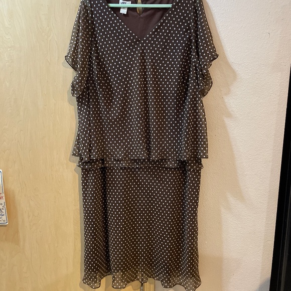 J.B.S. Dresses & Skirts - Women 3X Sheer Brown White Polka Dot Layer Evening Dress Occasional Dress
